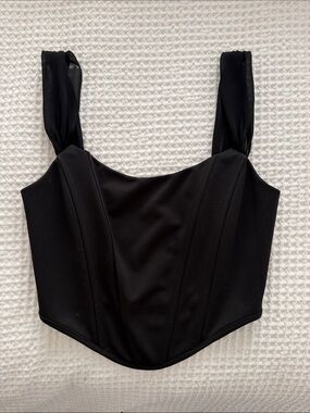 Altar'd State Black Corset-Style Square Neck Camisole